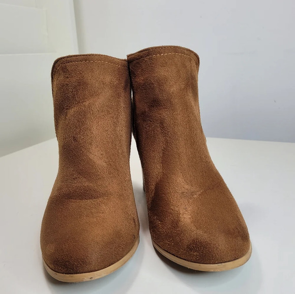 Rue 21 Brown Ankle Boots with Side Cutout Faux Suede Size Women's Large 8/9 - Picture 4 of 11